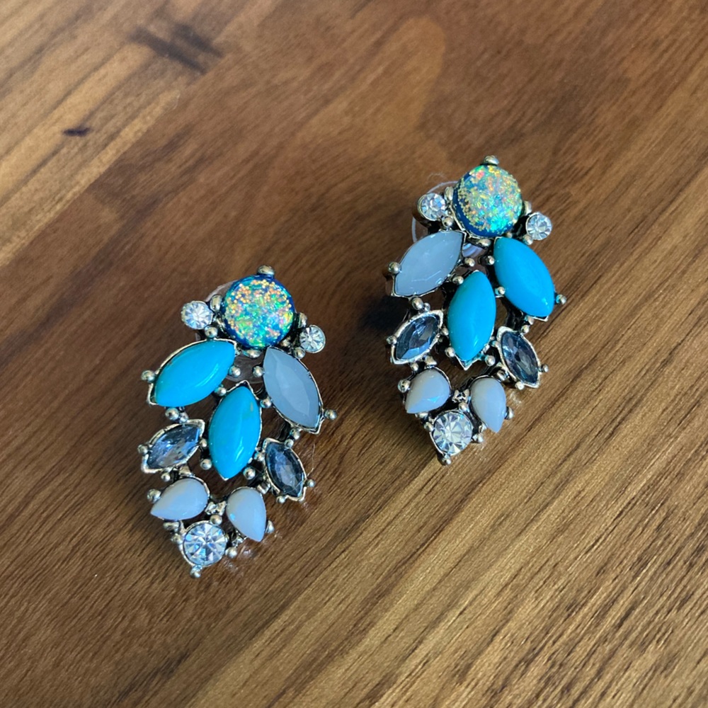 Fun Blue and Silver Statement Earrings